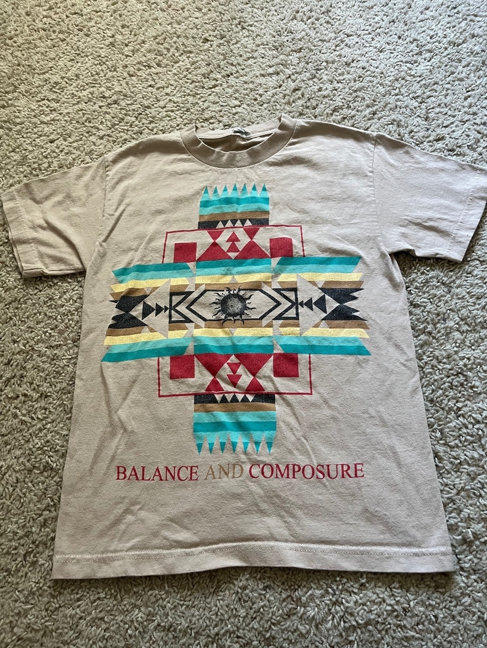 Balance And Composure Band Tee Beige With Southwest Dreamcatcher Graphic S